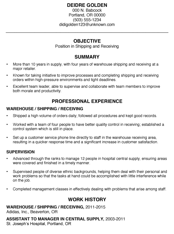 Sample functional resume for students